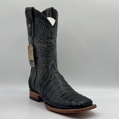 Caiman Belly Black Square Toe