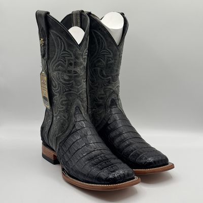 Caiman Belly Black Square Toe