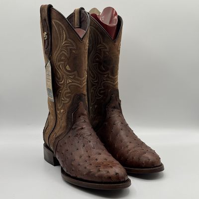 Ostrich Brown Round Toe Leather Sole