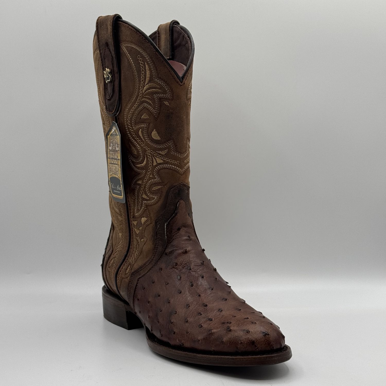 Ostrich Brown Round Toe Leather Sole
