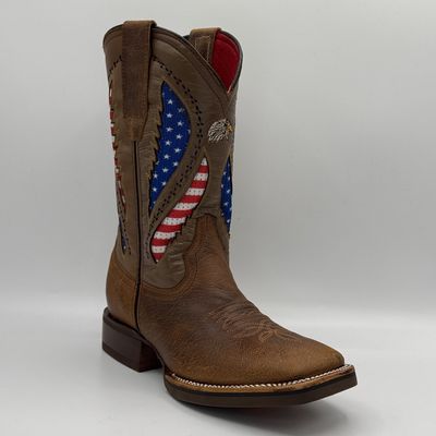 Work Boot Crazy Hunder Bulldog Rubber Sole Square Toe