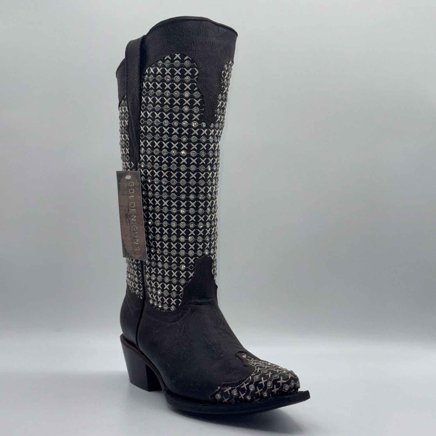 Texas Country Women&#39;s Western Boot Diamond Choco Retro E126