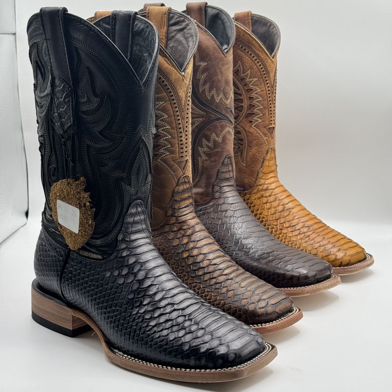 Men&#39;s Boots Piton Musgo Square Toe Leather Sole  E594