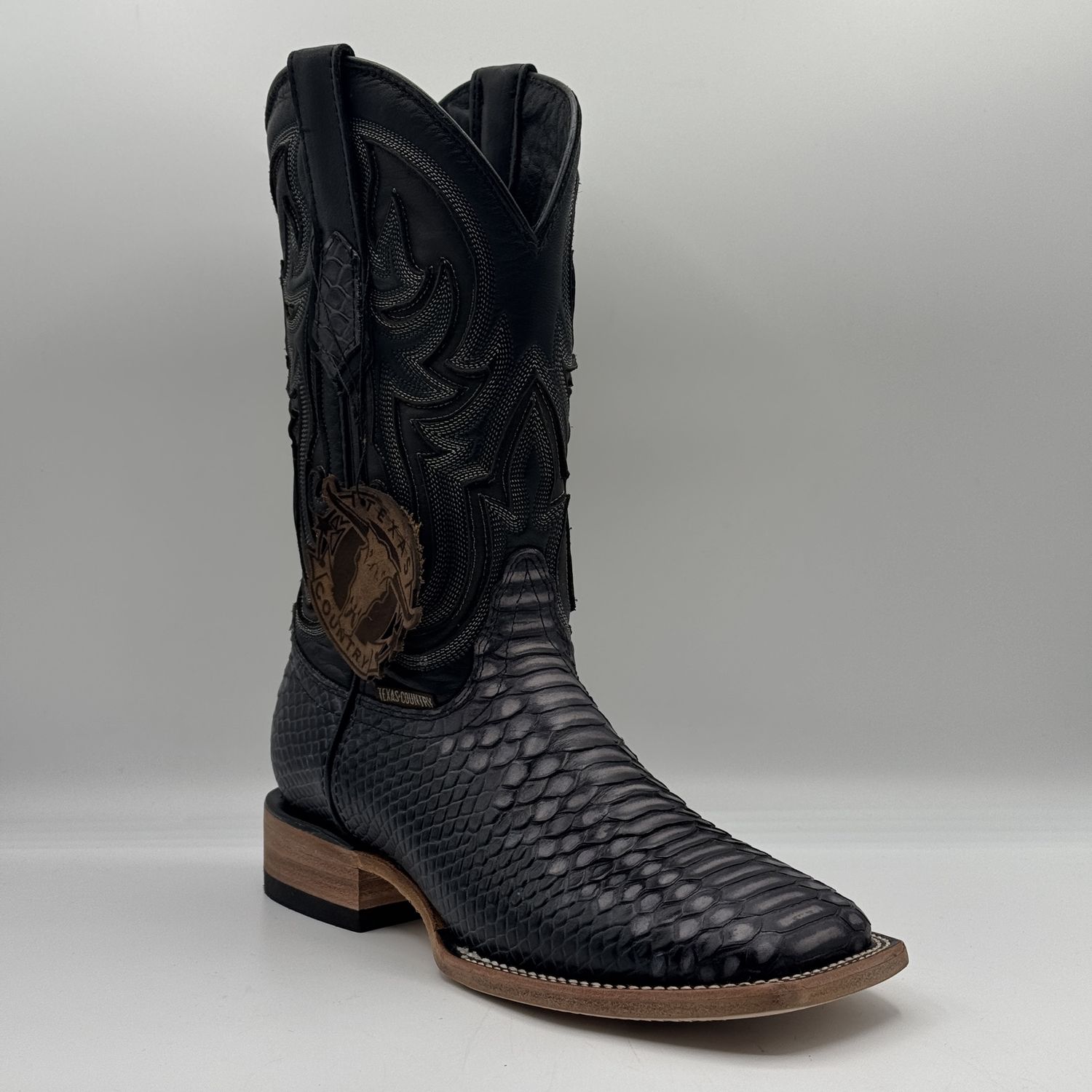 Men&#39;s Boots Piton Musgo Square Toe Leather Sole  E594, Modelo: Negro, SIZE: 7
