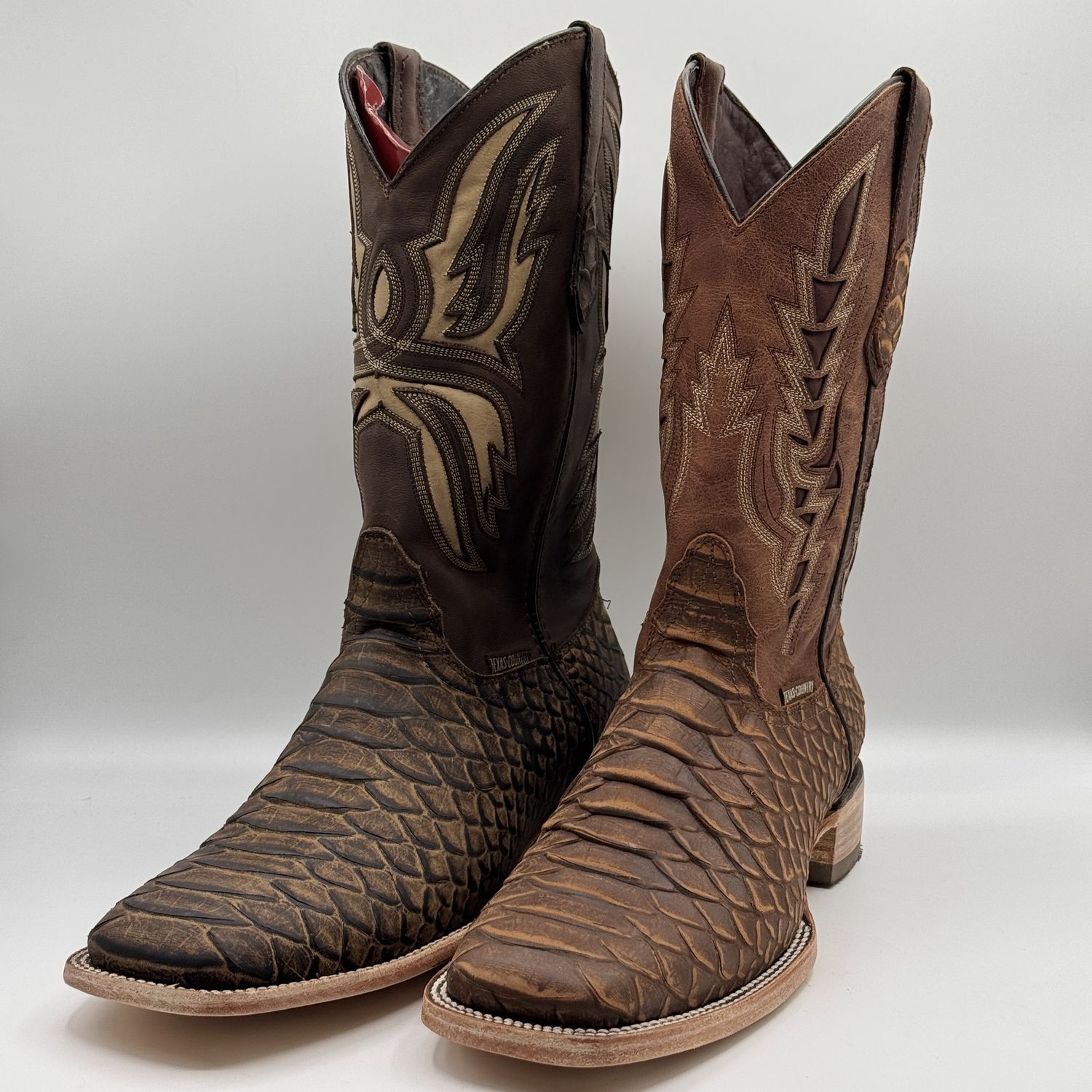 Men&#39;s Boot Piton Jumbo Square Toe Leather Sole E683