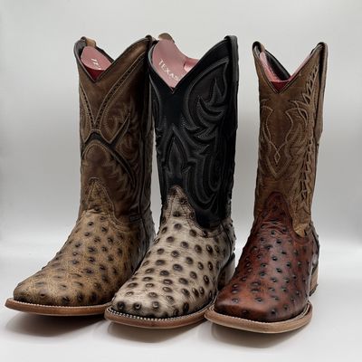 Men&#39;s Boot Avestruz Ranch Square Toe Leather Sole E593