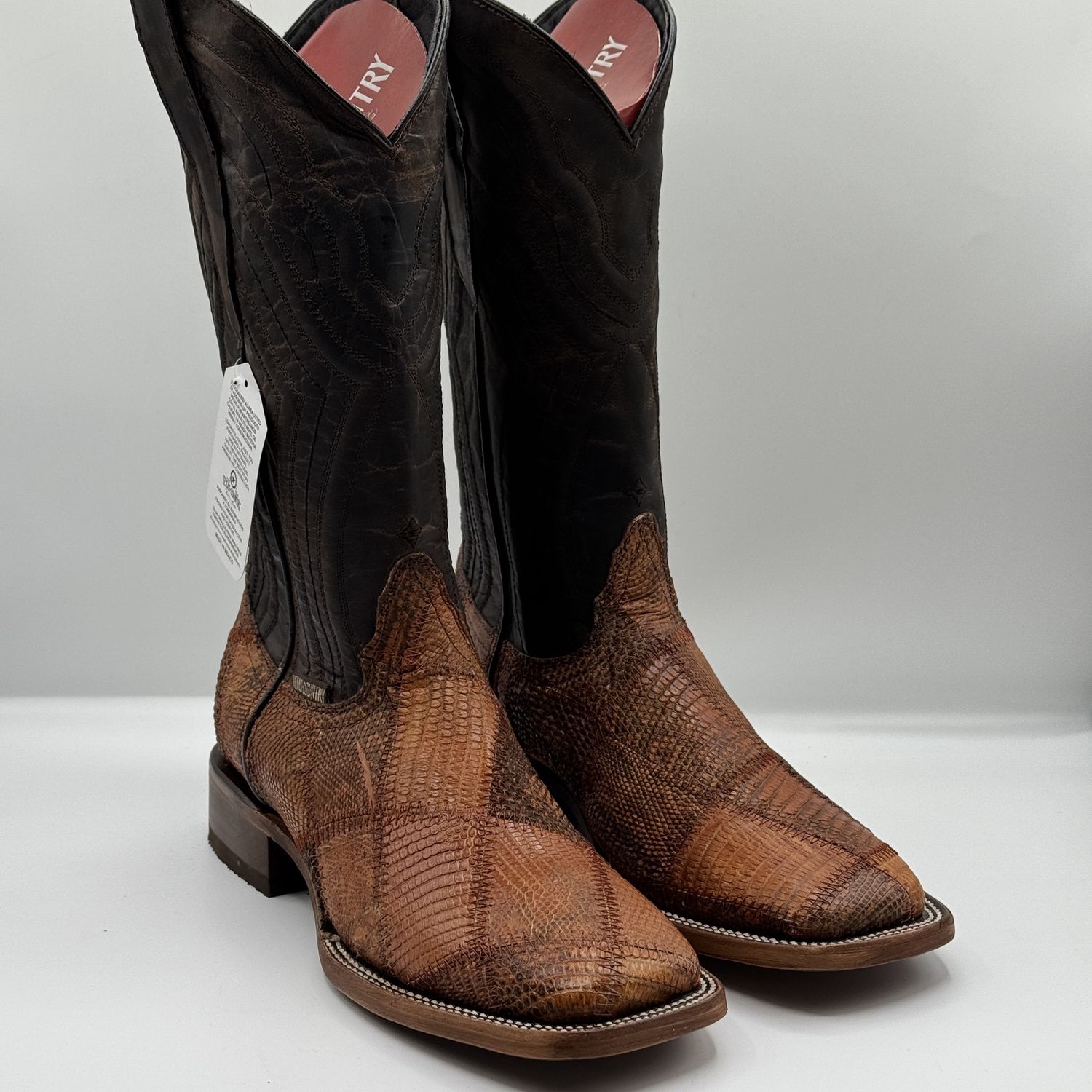 Bota Rombos Lizard Men&#39;s Boots Square Toe, COLOR: Brandy, SIZE: 7