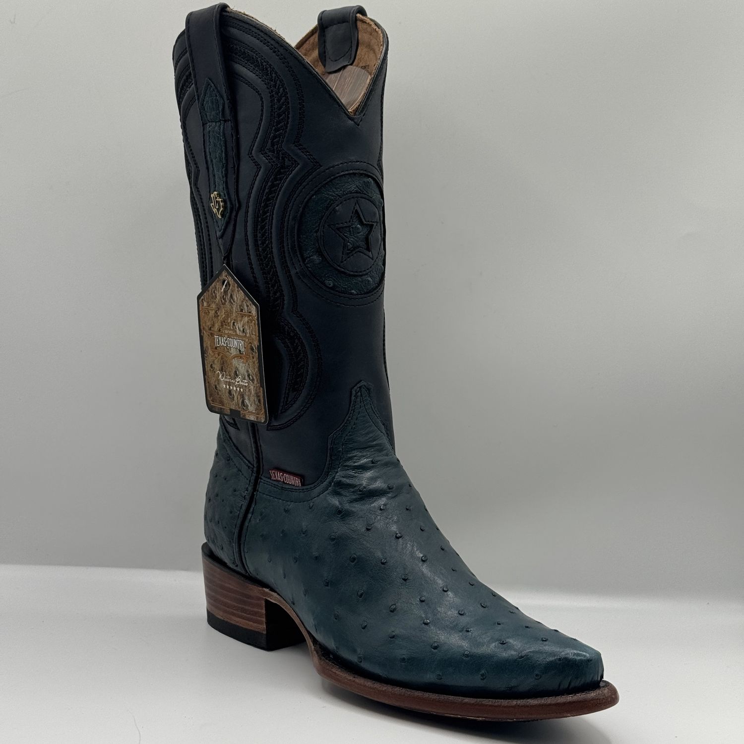 Men&#39;s Boots Avestruz Gasoline Snip Toe