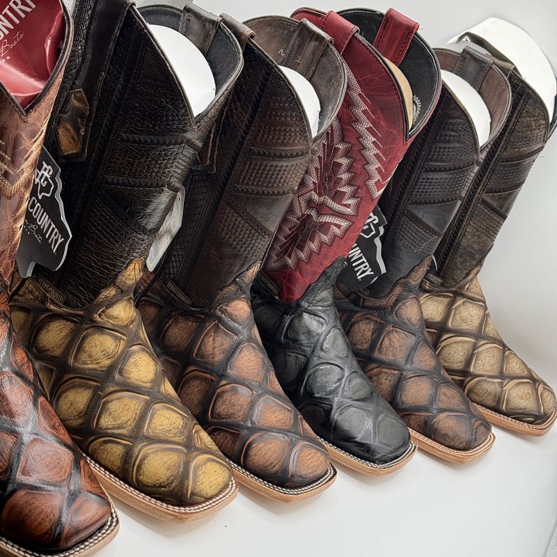 Men&#39;s Boot Pez Jumbo Print Square Toe Leather Sole E926
