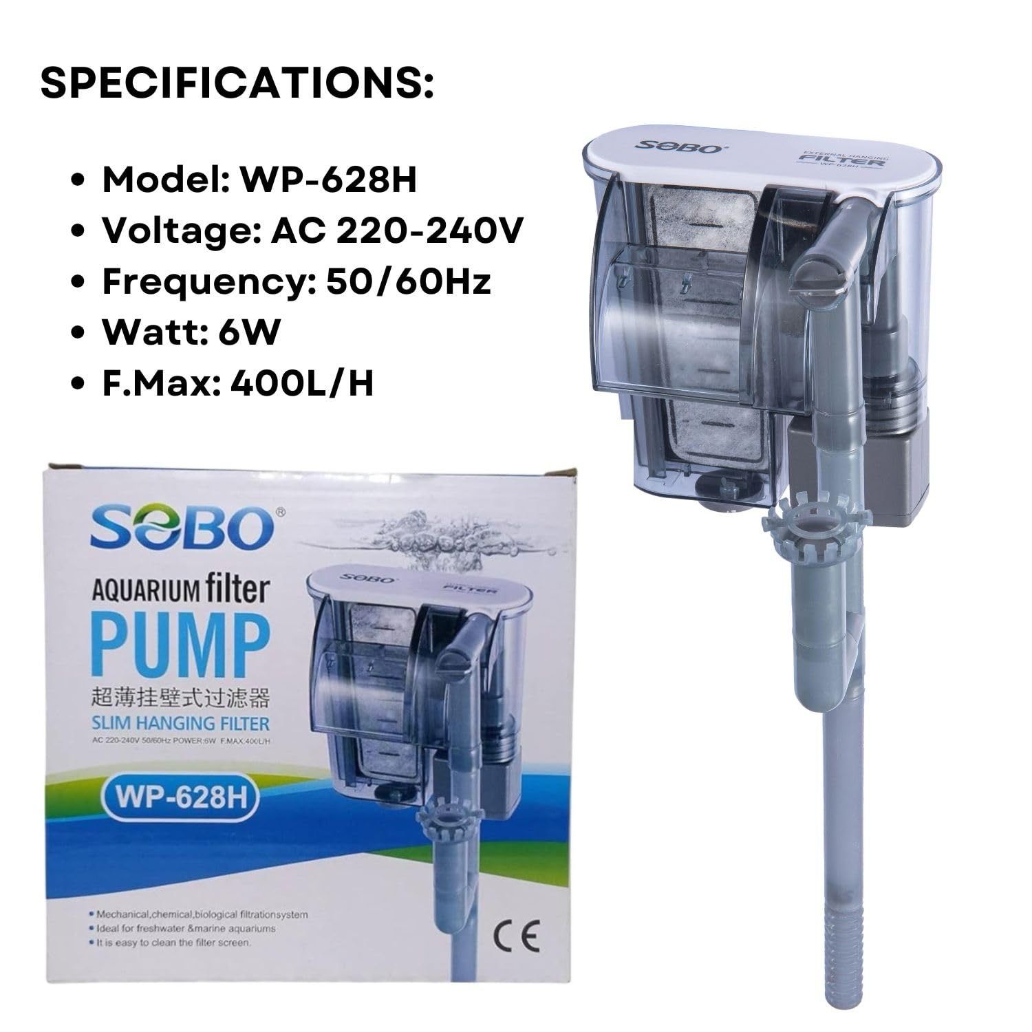 Sobo WP-628H Slim Hang-on Filter