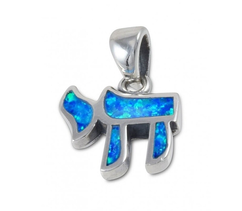 Necklace Sterling Silver Opal Stone with Chai