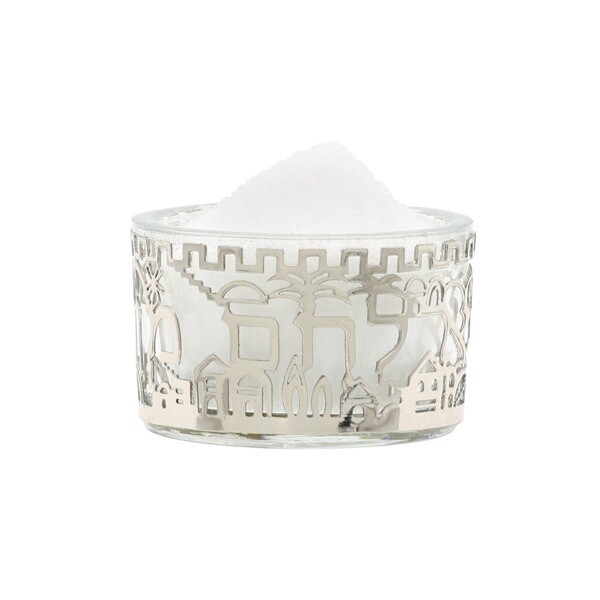 Salt Dish - Glass + Metal Cutout - Jerusalem - Stainless Steel