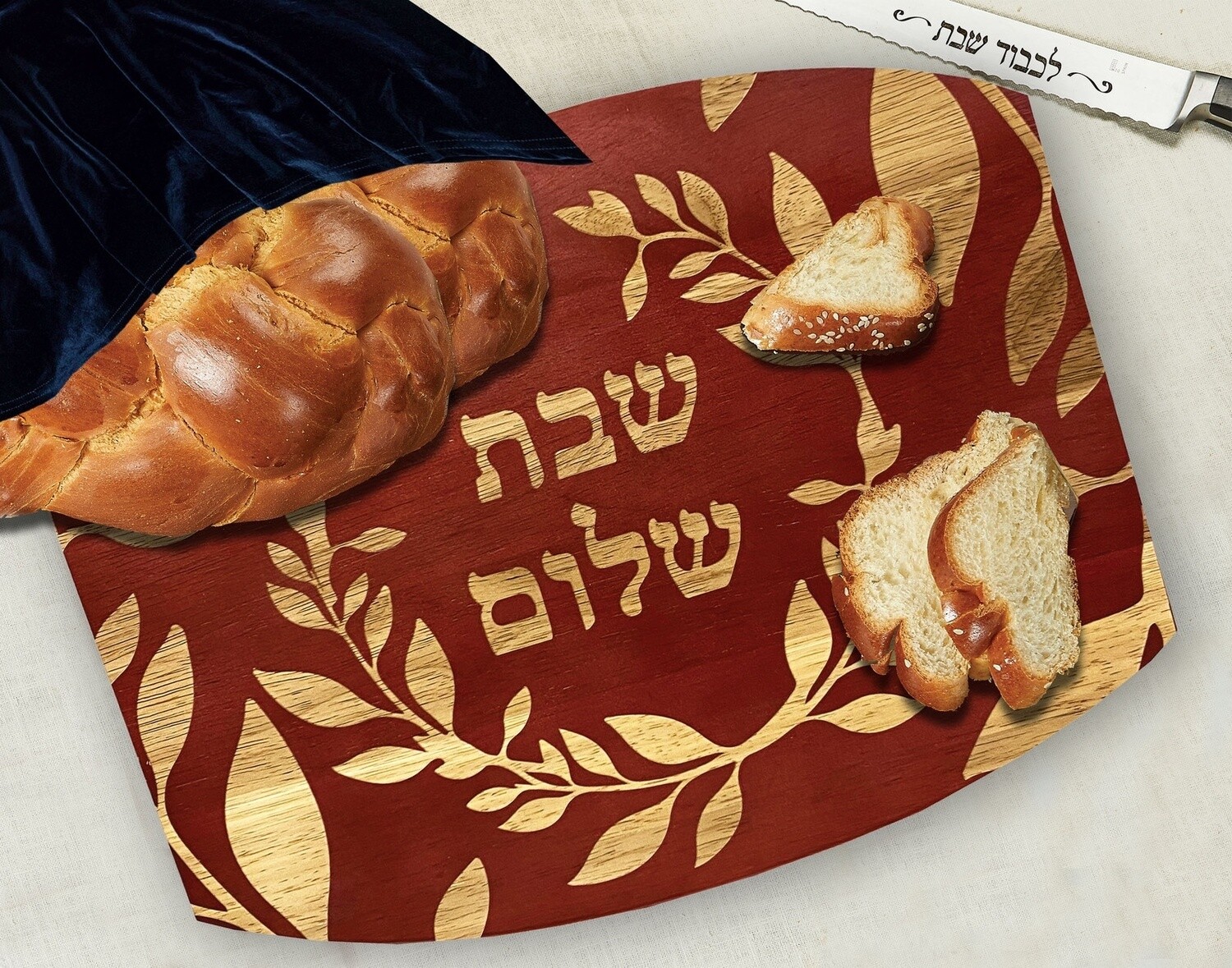 Challah Board with Flower Design