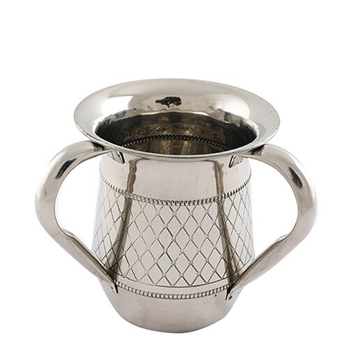 Washing Cup Stainless Steel 13cm- Silver Dotted Design