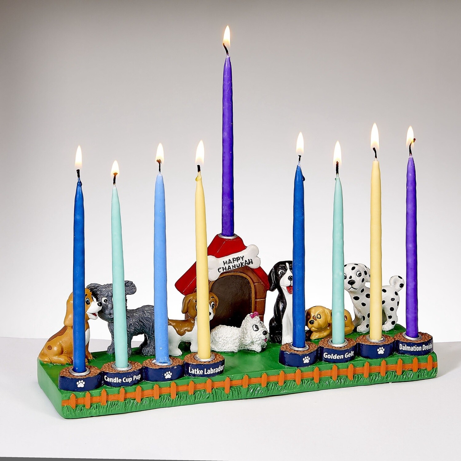 Menorah &quot;Dog Lovers&quot; Resin Hand Painted