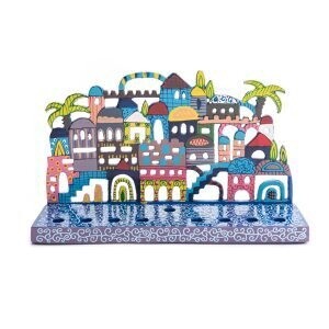 Menorah Hand Painted Jerusalem