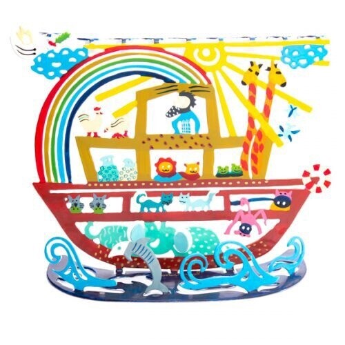 Menorah - Hand Painted - Laser Cut - Noah&#39;s Ark