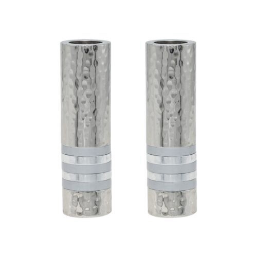 Cylinder Candlesticks - Hammer Work + Rings