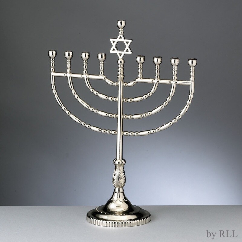 Menorah Traditional Silvertone Large 29cm