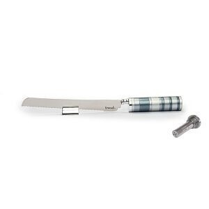 Challah Knife with Rings &amp; Salt - Silver
