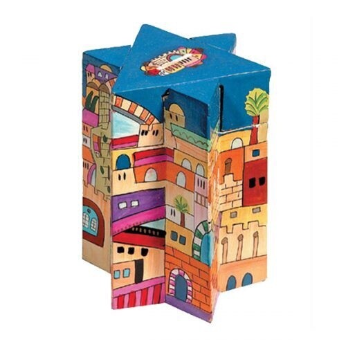 Tzedakah Box Star of David - Jerusalem Hand Painted