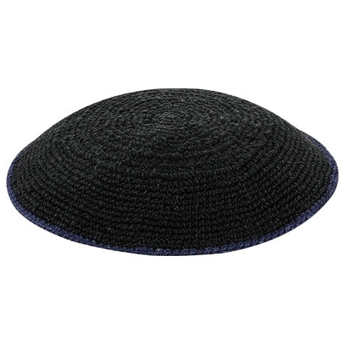 Kippah DMC Black with Navy Stripe 10 cm