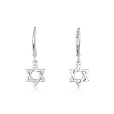 Earrings Sterling Silver -Drop - Star of David