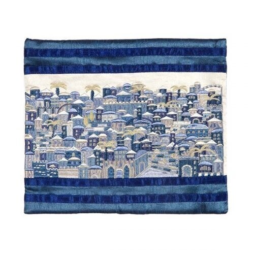 Tallis &amp; Tefillin Set - Jerusalem Blue Embroidered