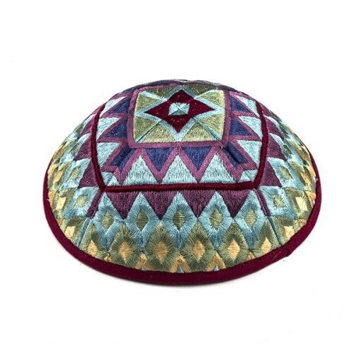 Kippah Embroidered Squares Multicolour