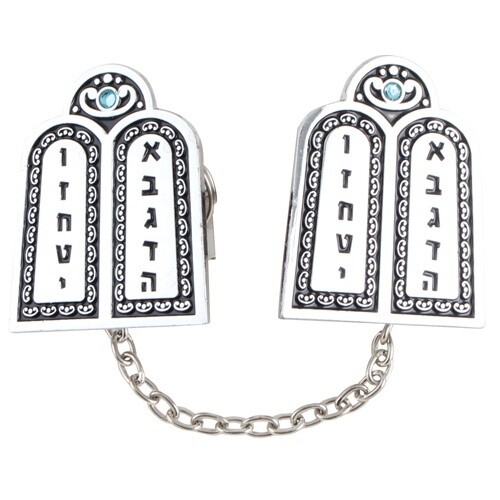 Tallis Clips Ten Commandments Blue Stone