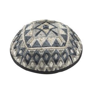 Kippah Embroidered Squares Silver