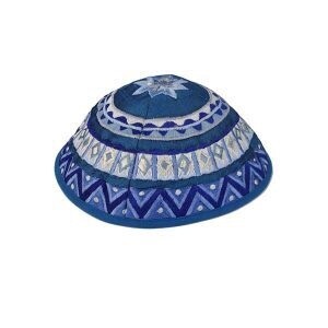 Kippah Embroidered Abstract Blue