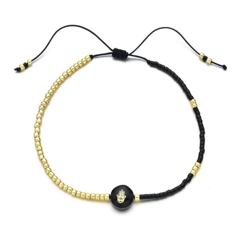 Bracelet Hamsa Black Beaded