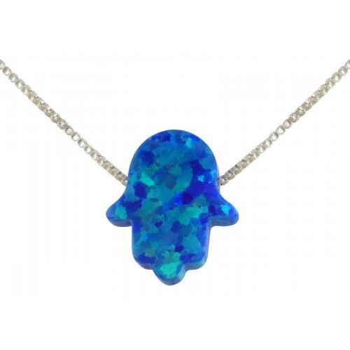 Necklace Dark Blue Opal Hamsa