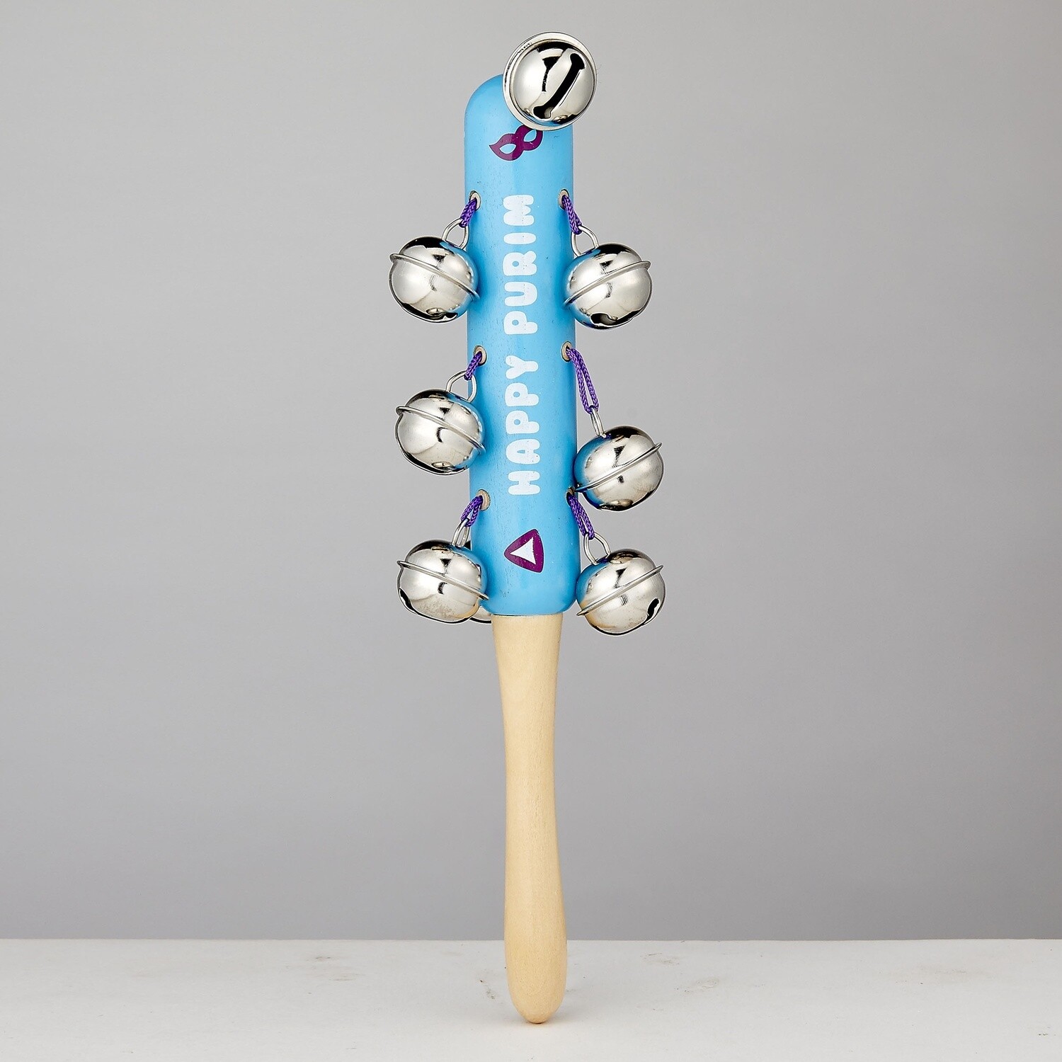Purim Gragger Wooden with Bells 20cm