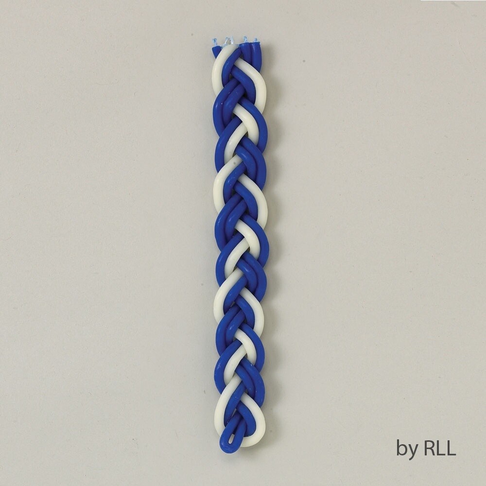Havdalah Candle Blue &amp; White Beeswax