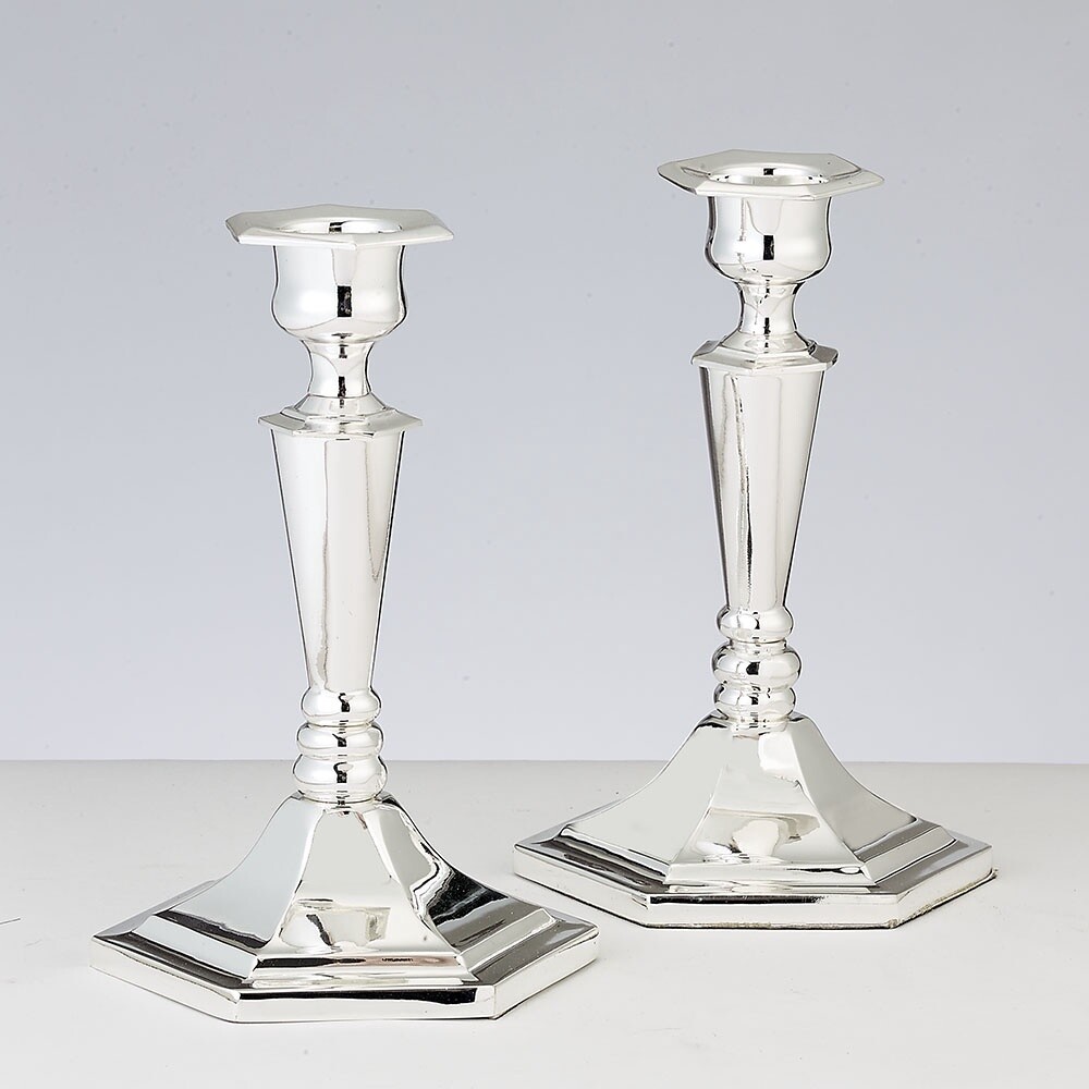 Candlesticks Zinc Alloy Silver Plated 15cm