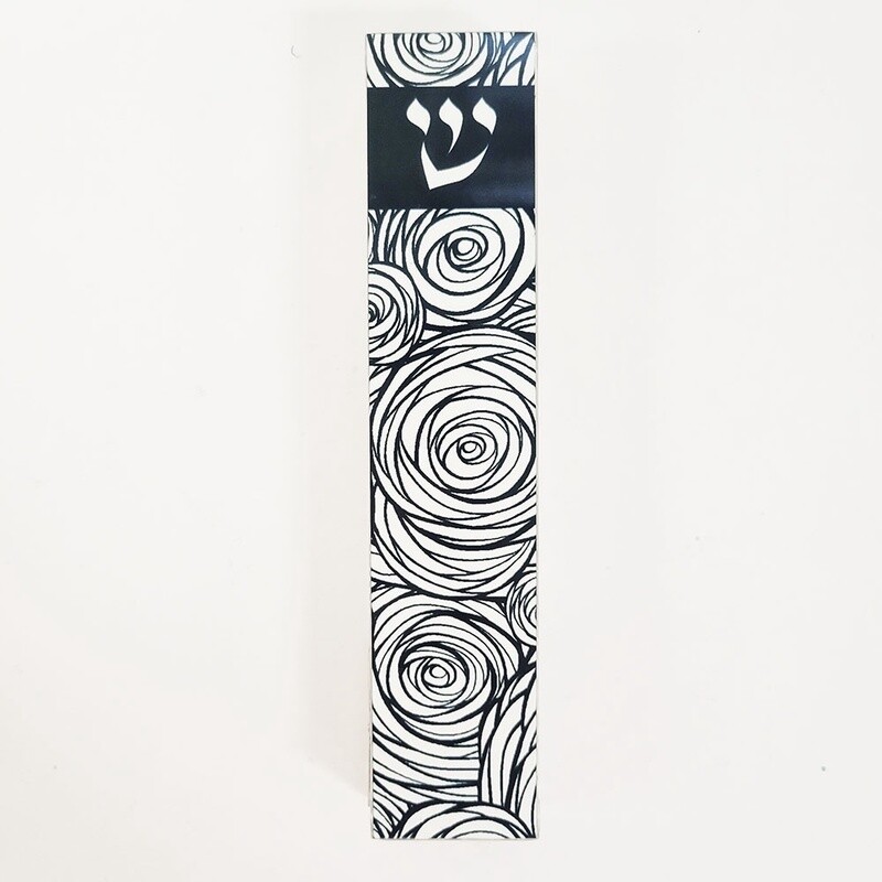 Mezuzah Dorit Aluminium &amp; Lucite Rose Design
