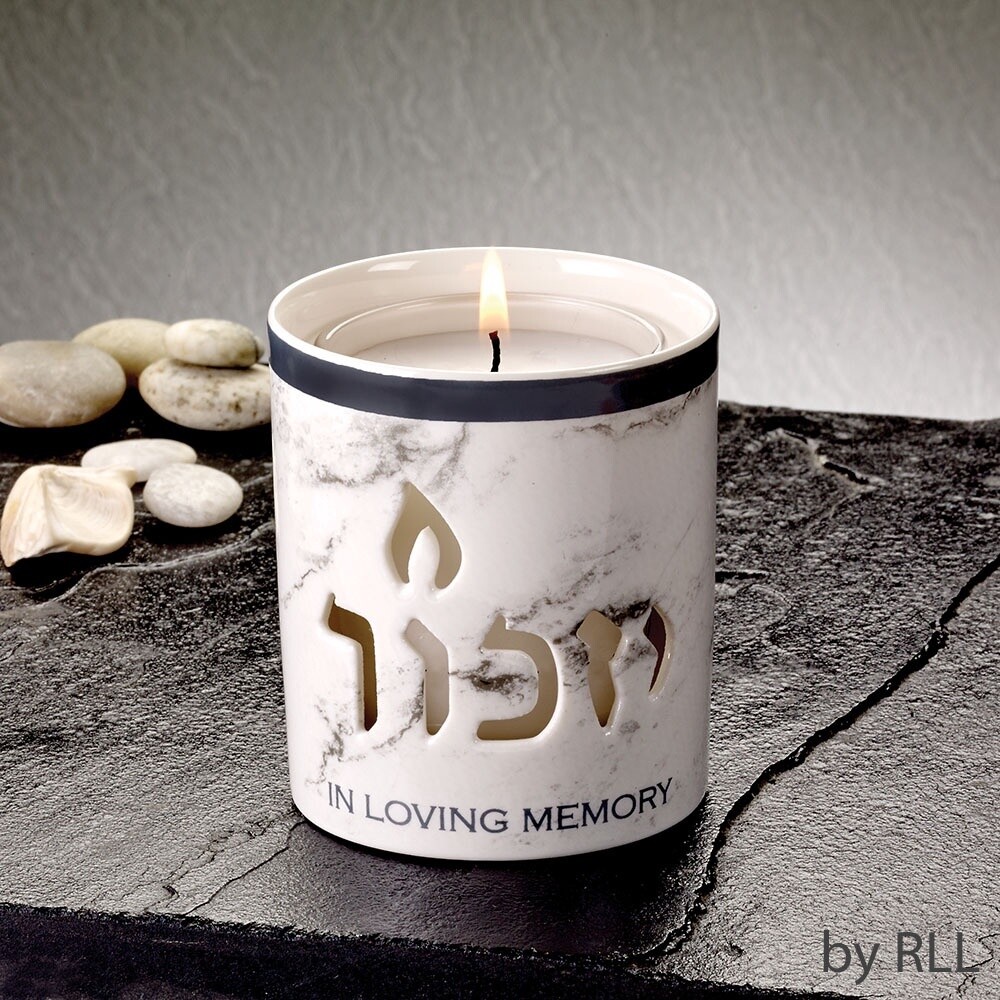 Yizkor Candle in Ceramic Holder