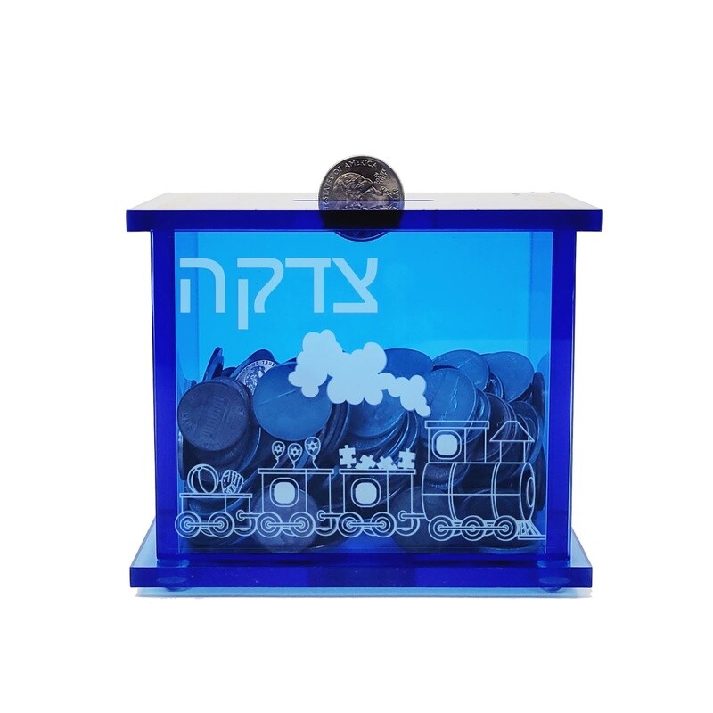 Tzedakah Box Train Design Acrylic