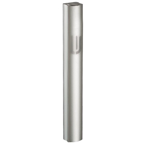 Mezuzah Aluminium 10cm- Silvered Dotted Design With &quot;shin&quot;