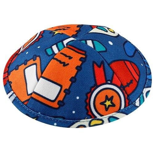 Kippah Space Ships &amp; Stars Fabric Child 17cm