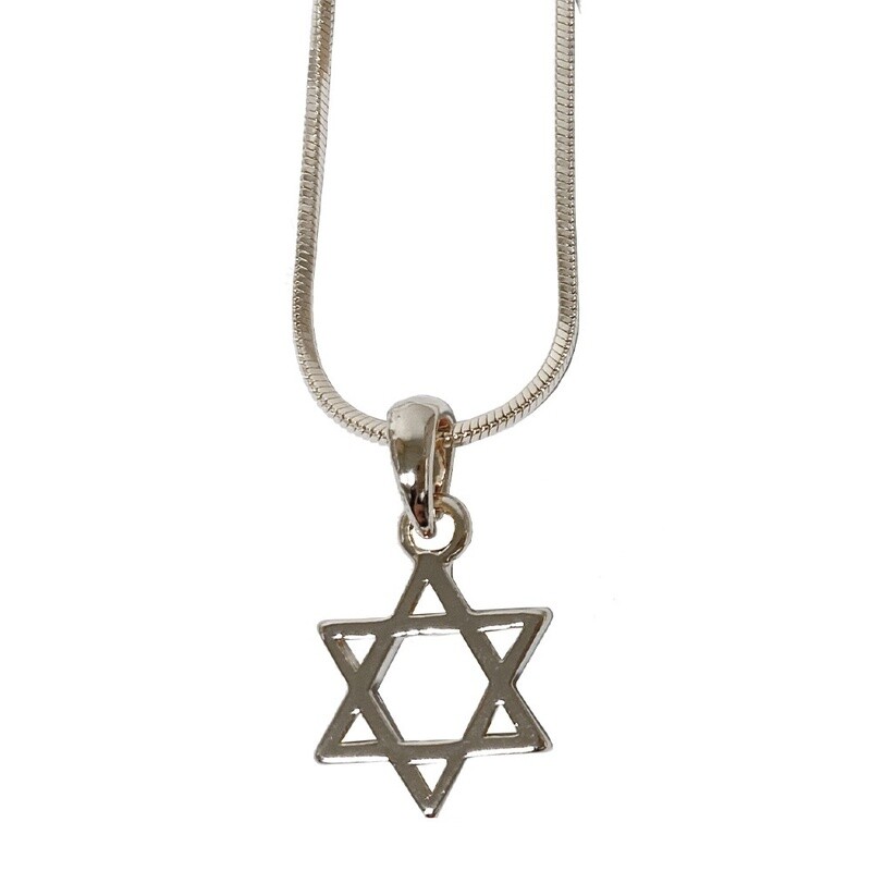Necklace Rhodium Magen David Silver 1 cm