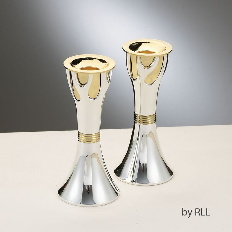 Candlesticks &quot;Tree of Life Zinc Alloy Silver &amp; Gold Plated 13 cm