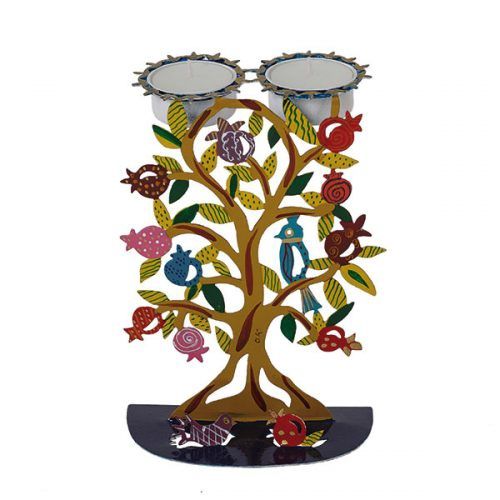 Candlestick Pomegranate Tree Laser Cut &amp; Hand Painted