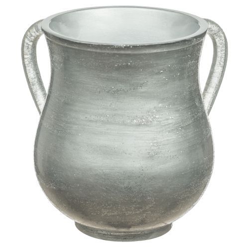Washing Cup Polyresin Silver Glitter 14 cm
