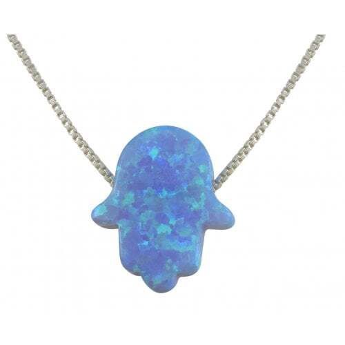 Necklace Light Blue Opal Hamsa