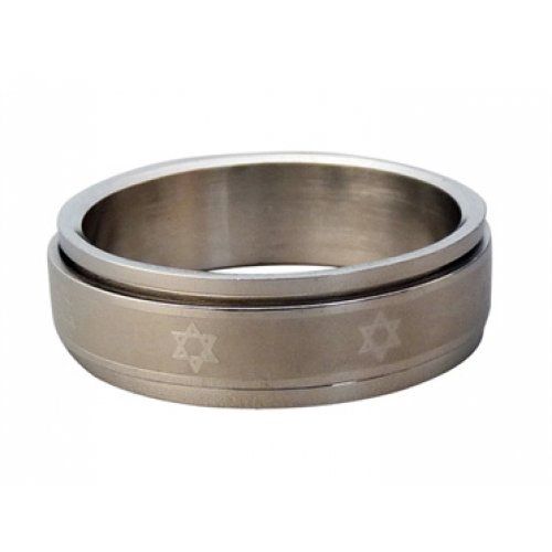 Ring Stainless Steel Revolving Star of David Size 18