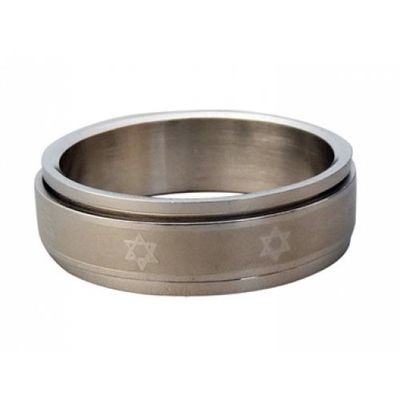 Ring Stainless Steel Revolving Star of David Size 17