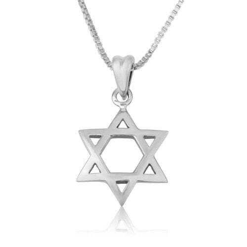 Necklace Sterling Silver Star of David Classic Smooth